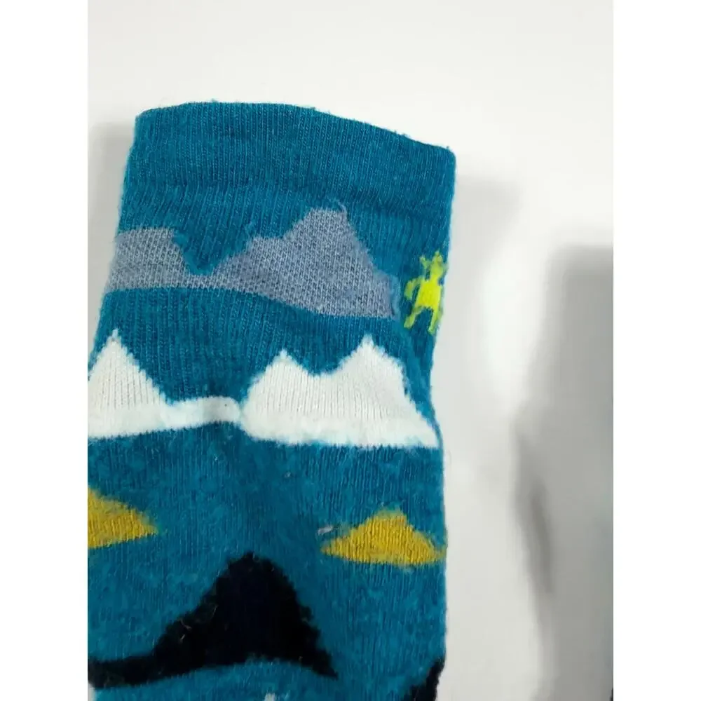 Smartwool Kids Mountain Crew Hiking Socks Blue Kids Medium shoe 12-2.5